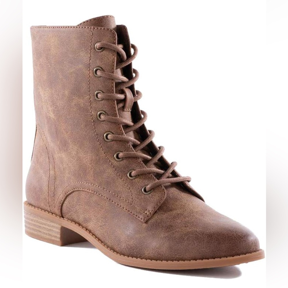 Brown Lace-Up Ankle Boots